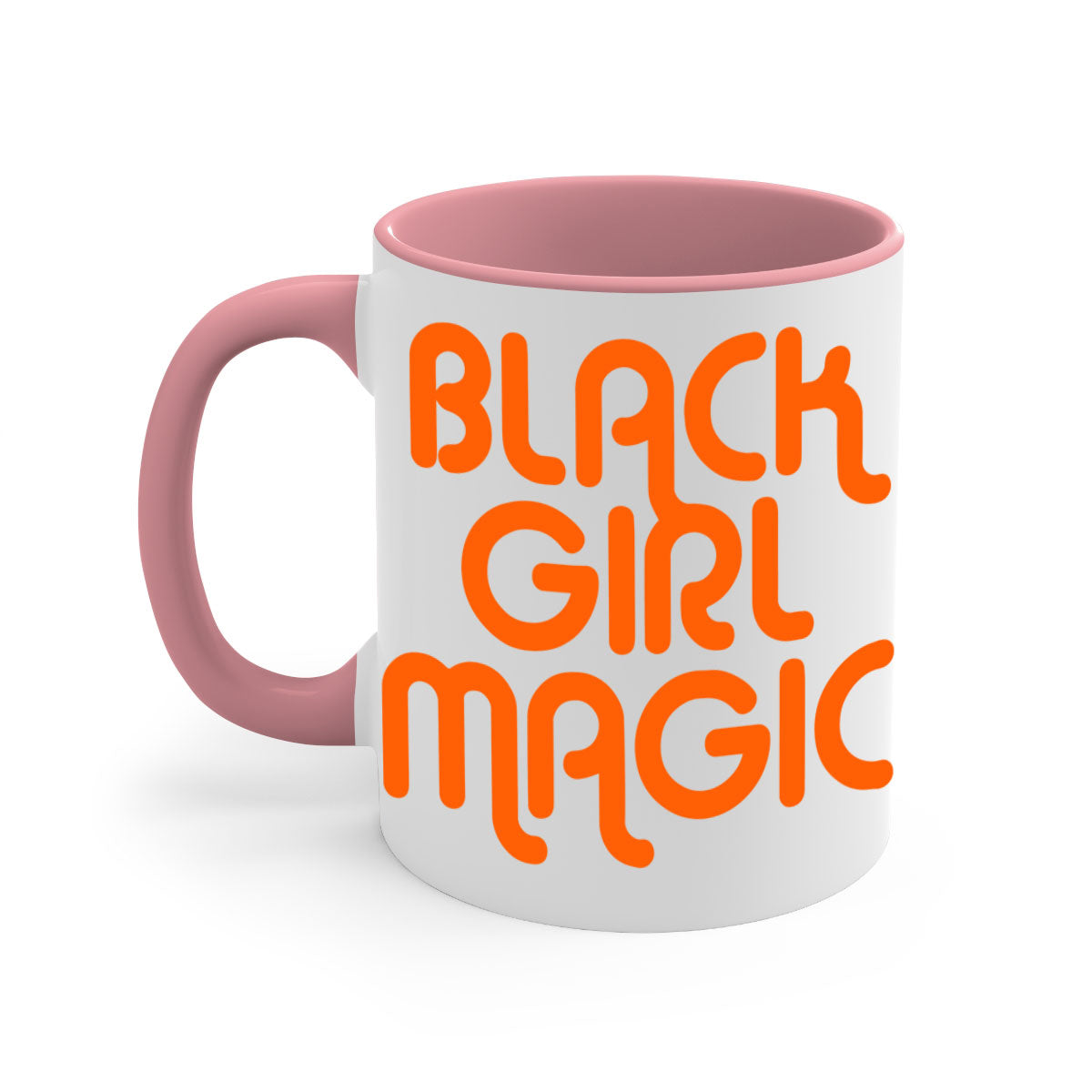 Black Girl Magic Mug with colorful handle and interior, showcasing a glossy finish and empowering design.