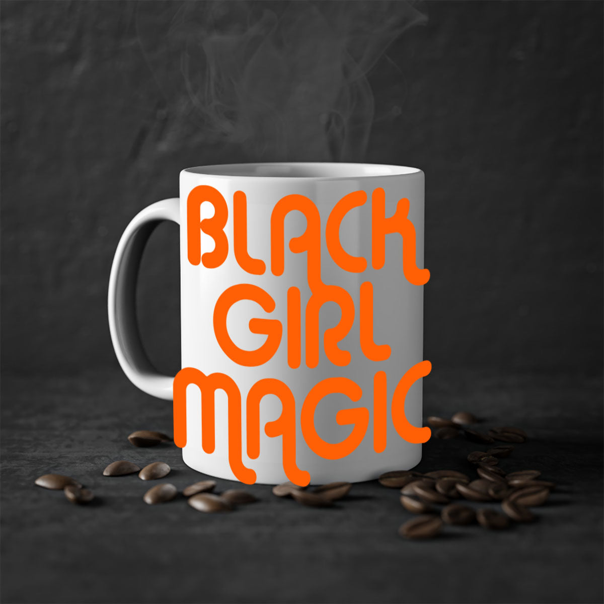 Black Girl Magic Mug with colorful handle and interior, showcasing a glossy finish and empowering design.