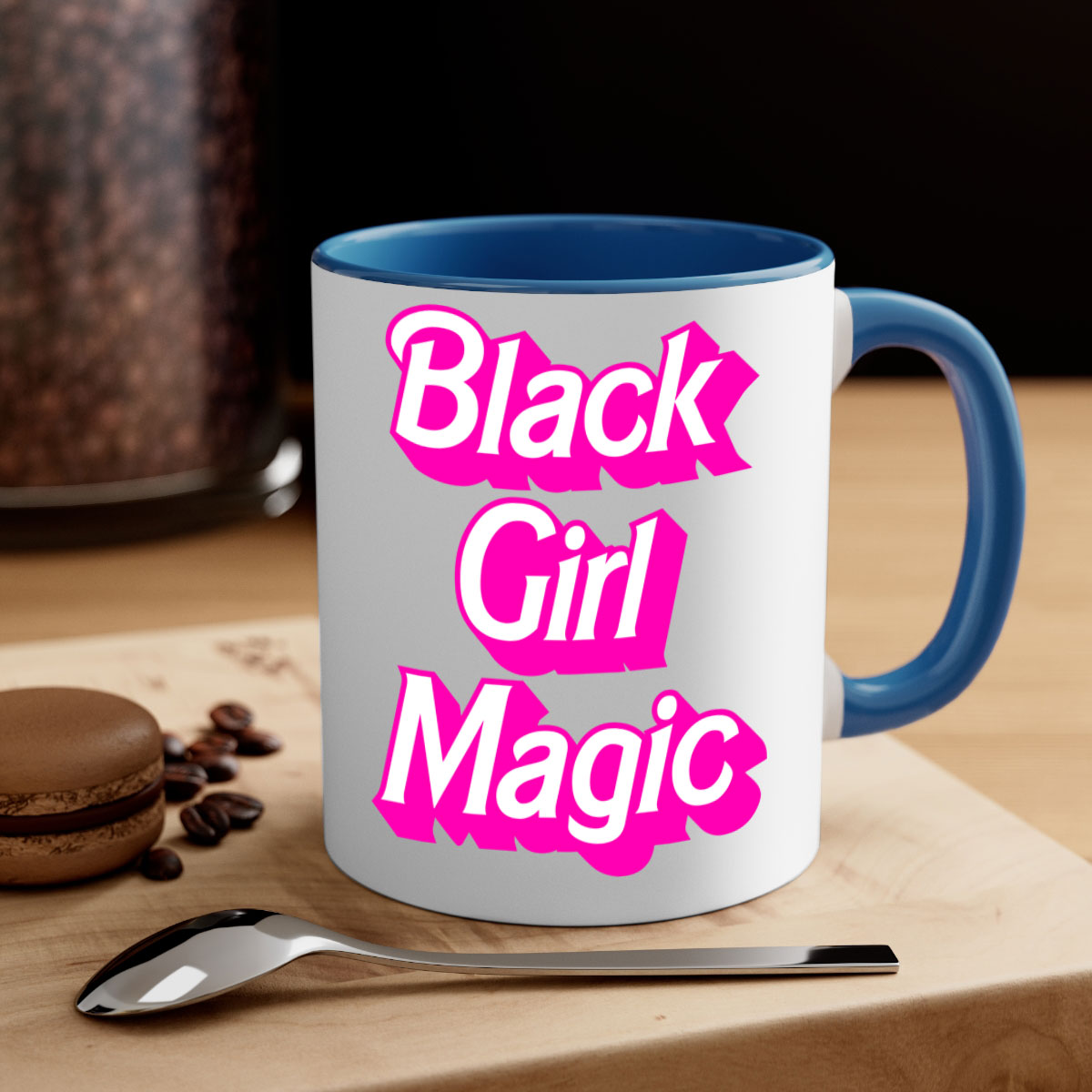 Black Girl Magic 206# Mug with colorful handle and interior, showcasing a glossy finish and stylish design.