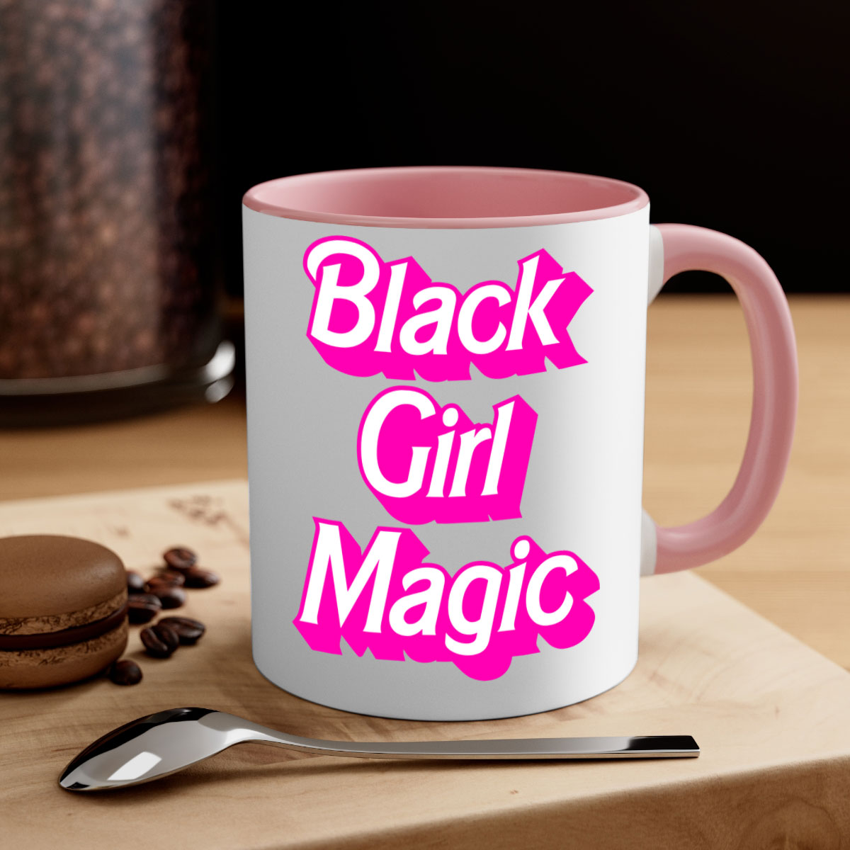 Black Girl Magic 206# Mug with colorful handle and interior, showcasing a glossy finish and stylish design.