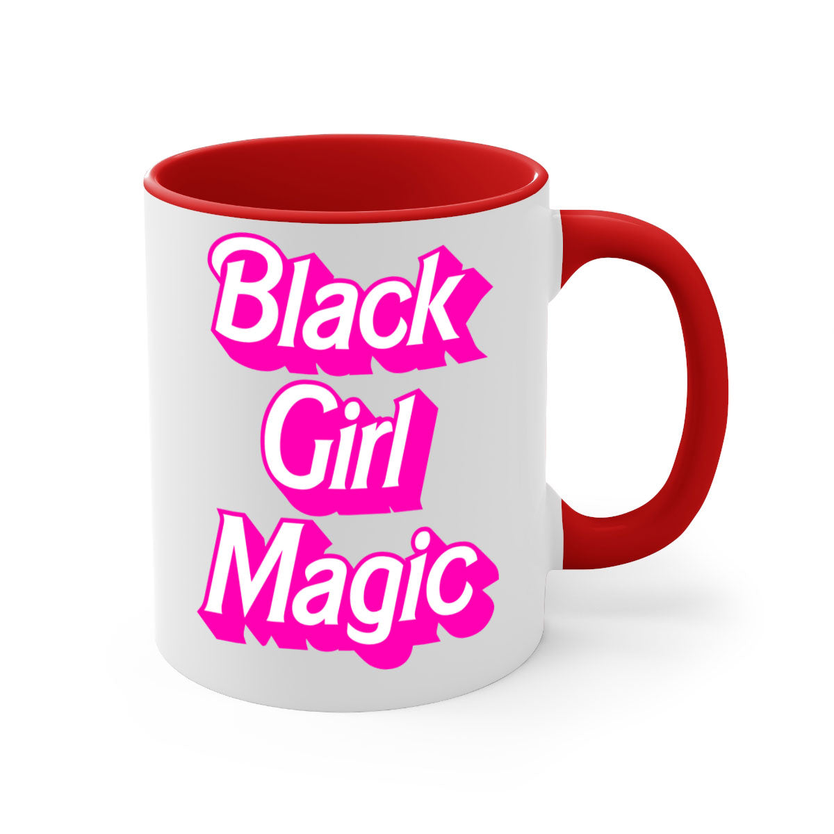 Black Girl Magic 206# Mug with colorful handle and interior, showcasing a glossy finish and stylish design.