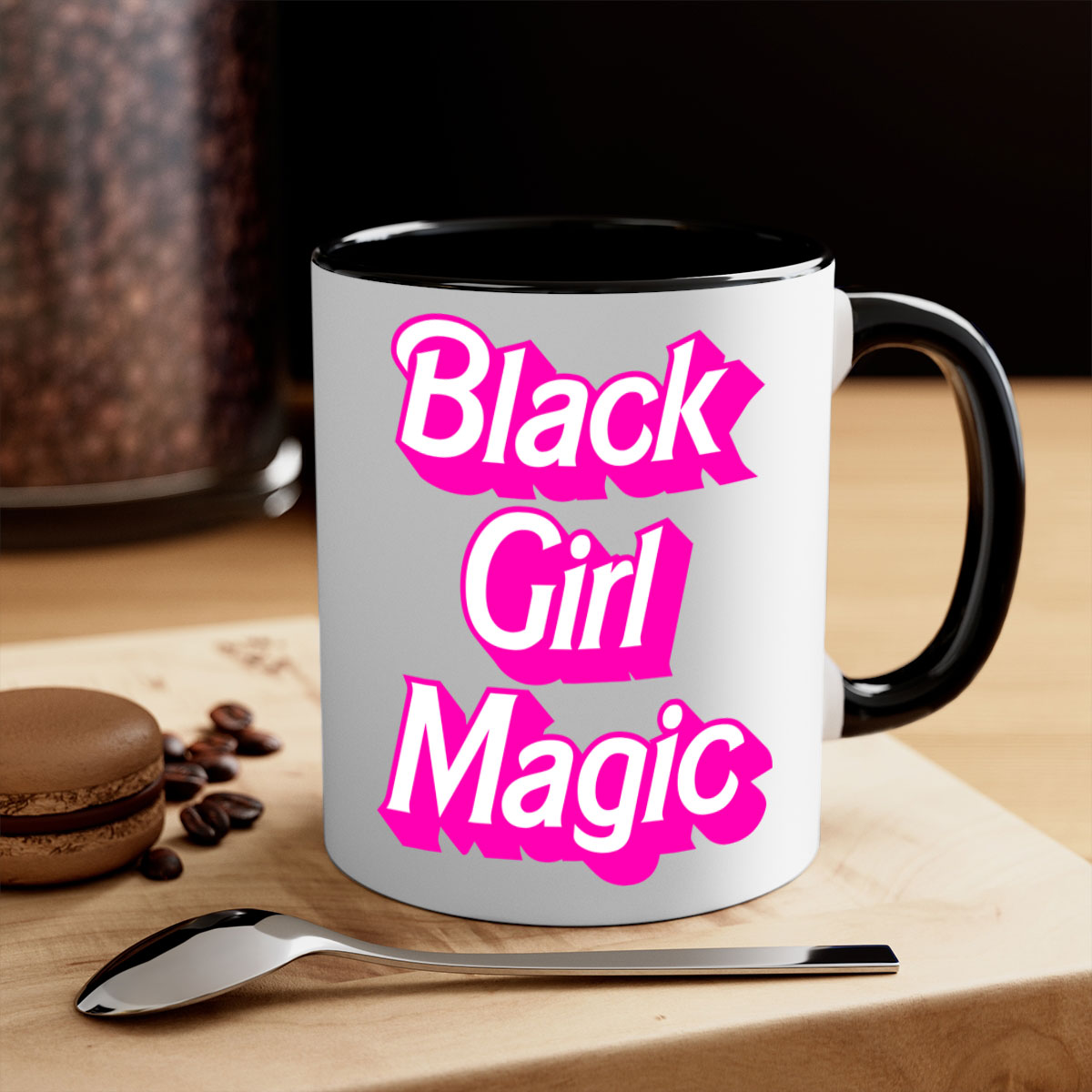 Black Girl Magic 206# Mug with colorful handle and interior, showcasing a glossy finish and stylish design.