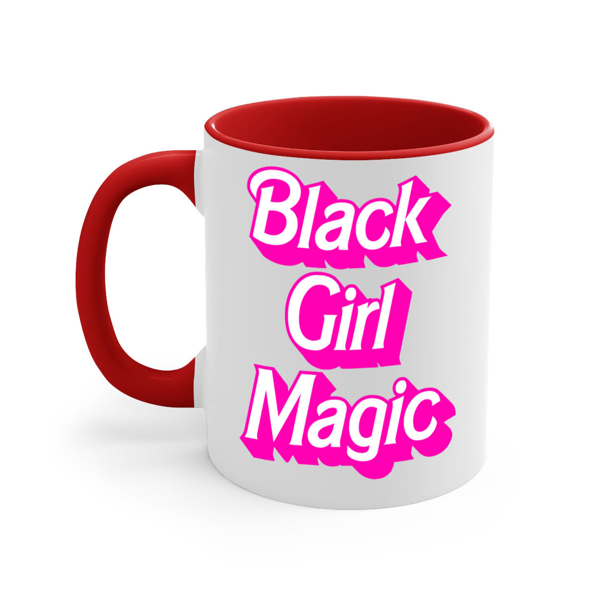 Black Girl Magic 206# Mug with colorful handle and interior, showcasing a glossy finish and stylish design.