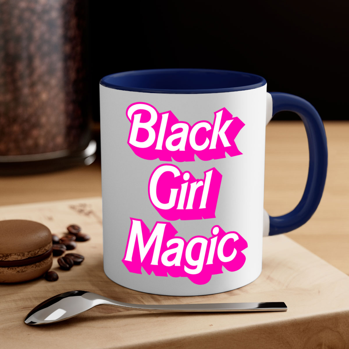 Black Girl Magic 206# Mug with colorful handle and interior, showcasing a glossy finish and stylish design.