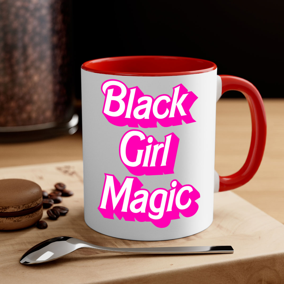 Black Girl Magic 206# Mug with colorful handle and interior, showcasing a glossy finish and stylish design.