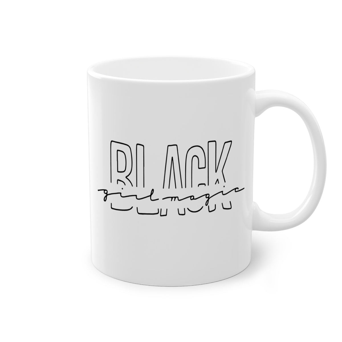 Black Girl Magic Mug featuring a glossy finish with a colored handle and interior, available in five vibrant colors.