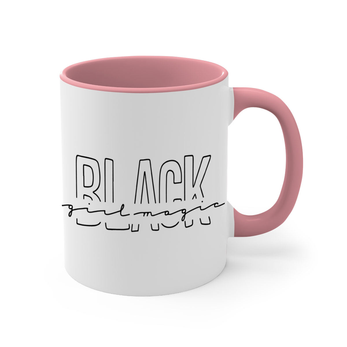 Black Girl Magic Mug featuring a glossy finish with a colored handle and interior, available in five vibrant colors.