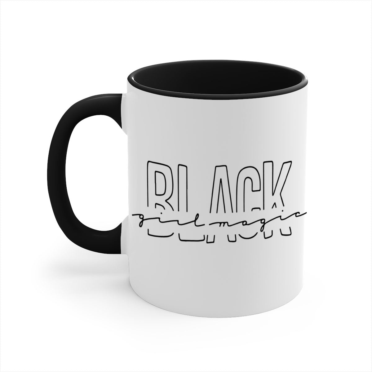 Black Girl Magic Mug featuring a glossy finish with a colored handle and interior, available in five vibrant colors.