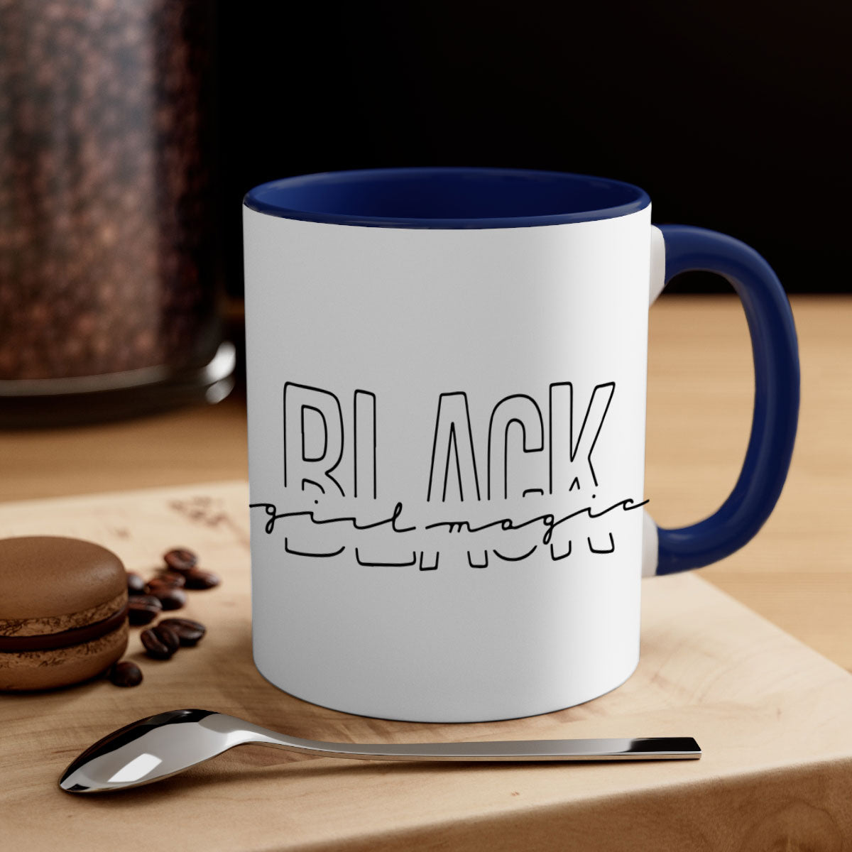 Black Girl Magic Mug featuring a glossy finish with a colored handle and interior, available in five vibrant colors.