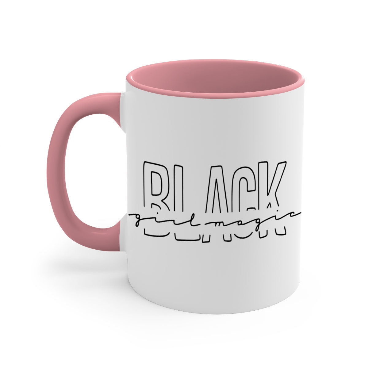 Black Girl Magic Mug featuring a glossy finish with a colored handle and interior, available in five vibrant colors.