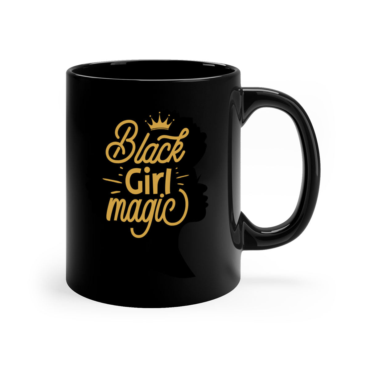 Black Girl Magic mug featuring a two-tone design with a colored handle and glossy finish, available in multiple colors.