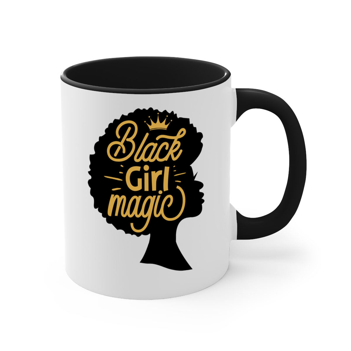 Black Girl Magic mug featuring a two-tone design with a colored handle and glossy finish, available in multiple colors.