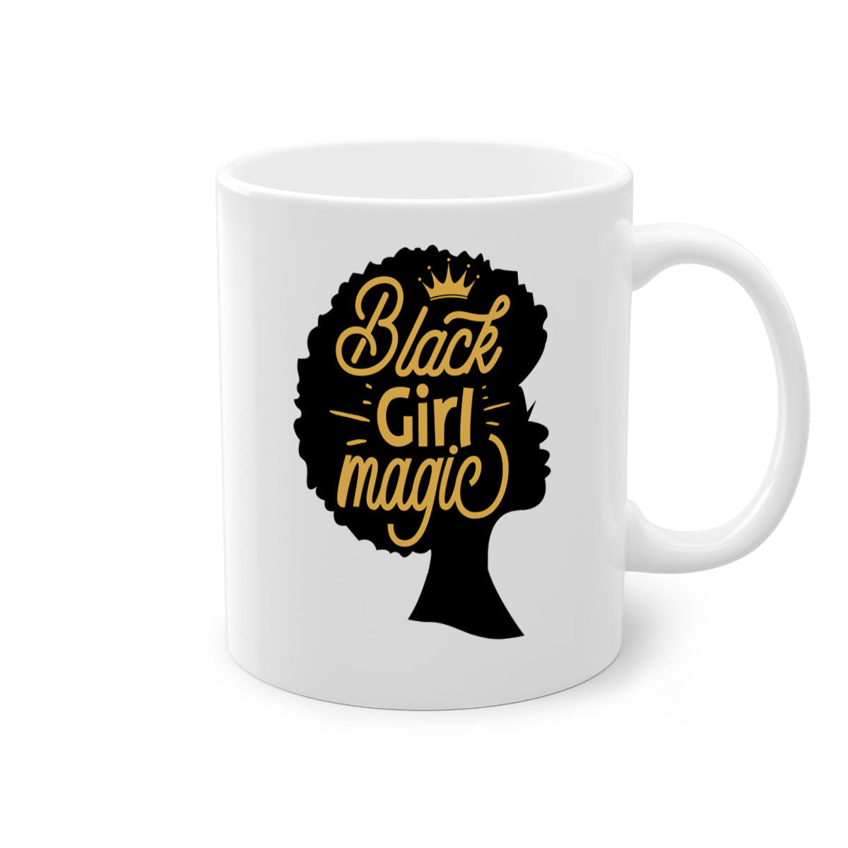 Black Girl Magic mug featuring a two-tone design with a colored handle and glossy finish, available in multiple colors.