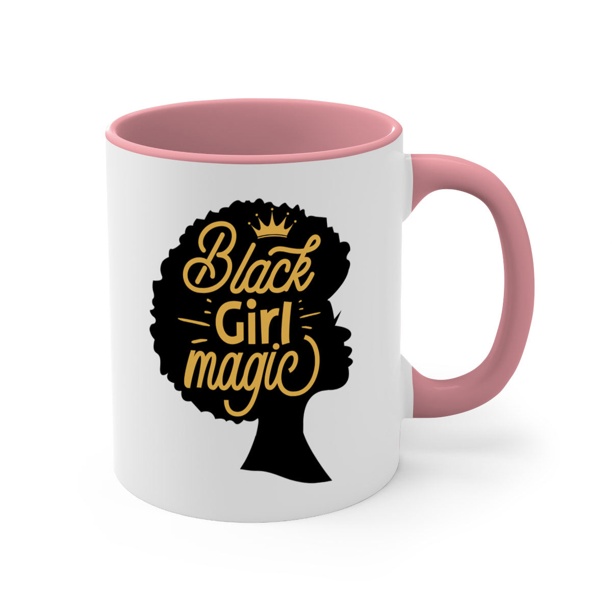 Black Girl Magic mug featuring a two-tone design with a colored handle and glossy finish, available in multiple colors.