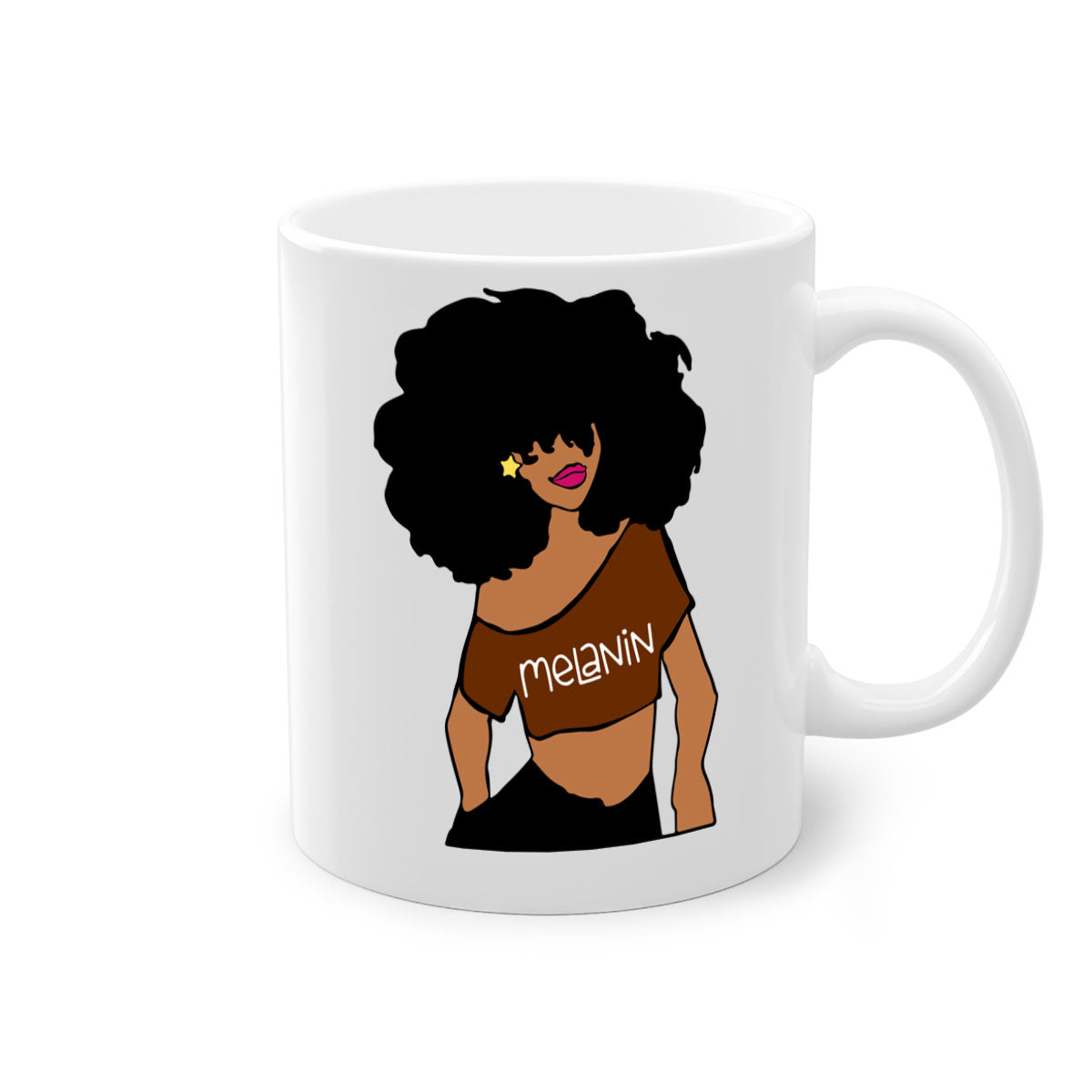 Black Girl Melanin mug featuring a glossy finish, colored handle, and interior, available in multiple colors and sizes.