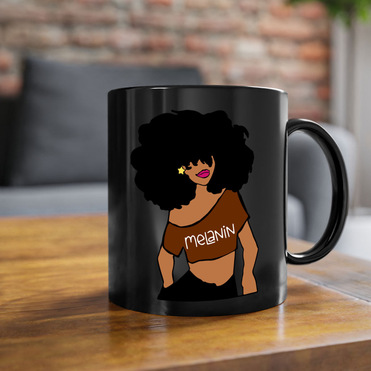 Black Girl Melanin mug featuring a glossy finish, colored handle, and interior, available in multiple colors and sizes.