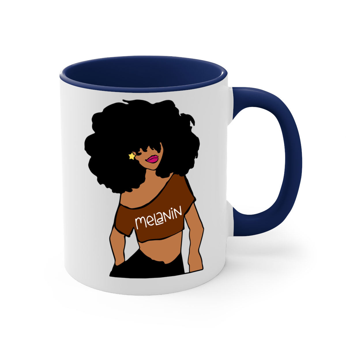 Black Girl Melanin mug featuring a glossy finish, colored handle, and interior, available in multiple colors and sizes.