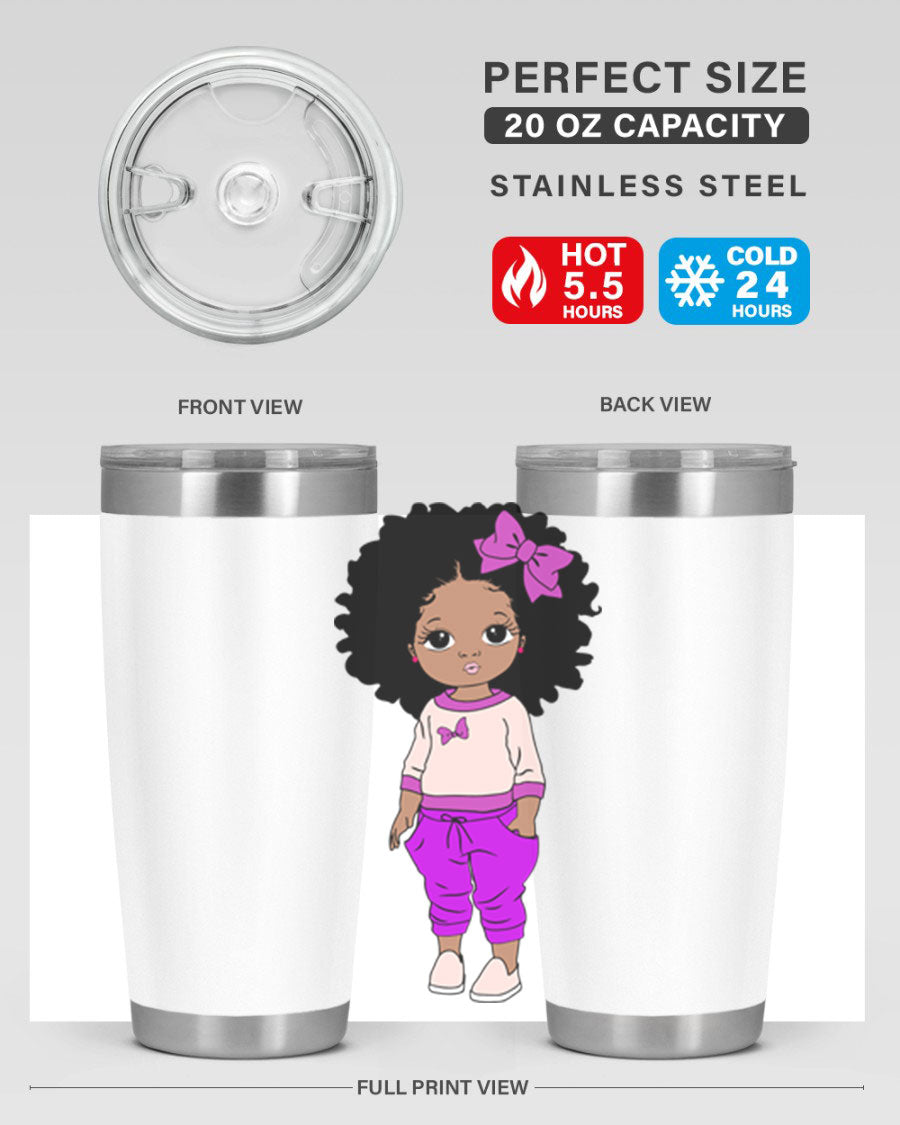 Black Girl Style 20oz Tumbler featuring double wall vacuum insulation and vibrant design, perfect for hot and cold beverages.