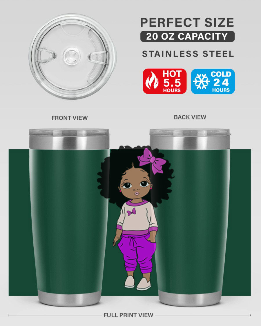 Black Girl Style 20oz Tumbler featuring double wall vacuum insulation and vibrant design, perfect for hot and cold beverages.