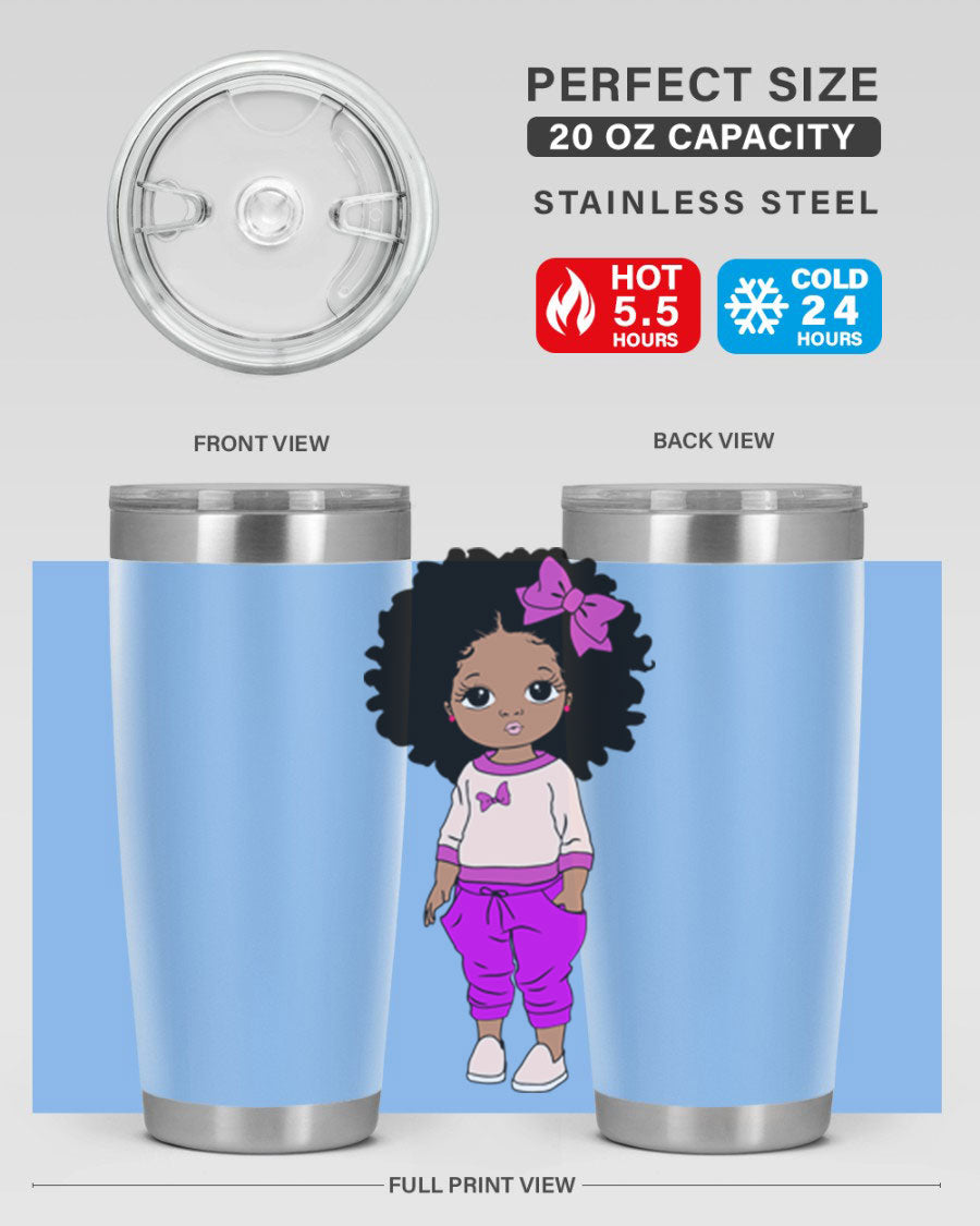 Black Girl Style 20oz Tumbler featuring double wall vacuum insulation and vibrant design, perfect for hot and cold beverages.