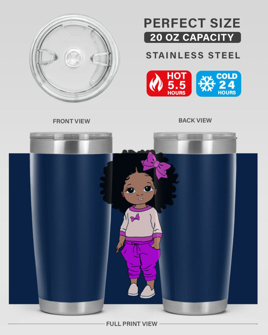 Black Girl Style 20oz Tumbler featuring double wall vacuum insulation and vibrant design, perfect for hot and cold beverages.