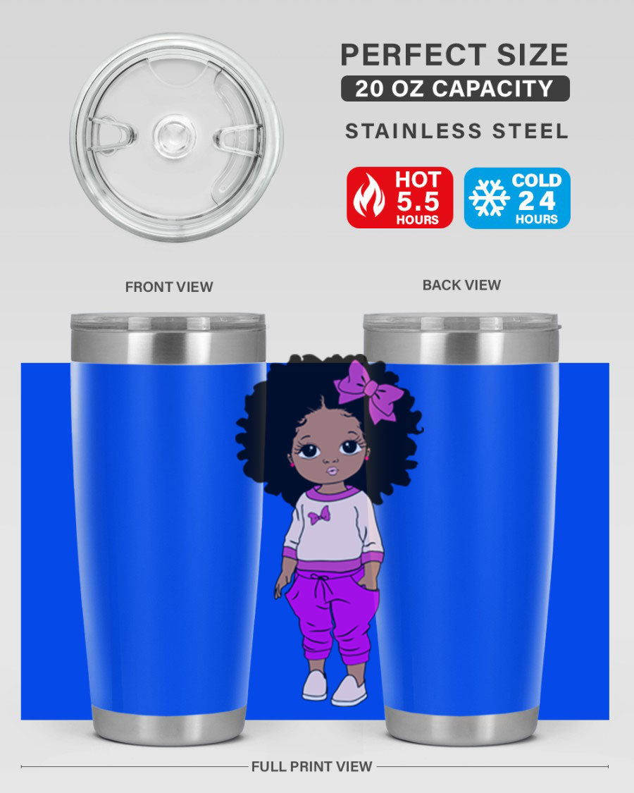 Black Girl Style 20oz Tumbler featuring double wall vacuum insulation and vibrant design, perfect for hot and cold beverages.