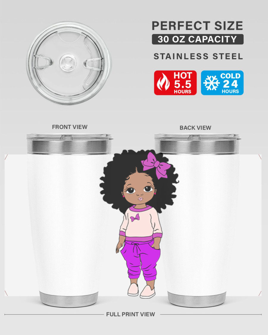 Black Girl Style 20oz Tumbler featuring double wall vacuum insulation and vibrant design, perfect for hot and cold beverages.