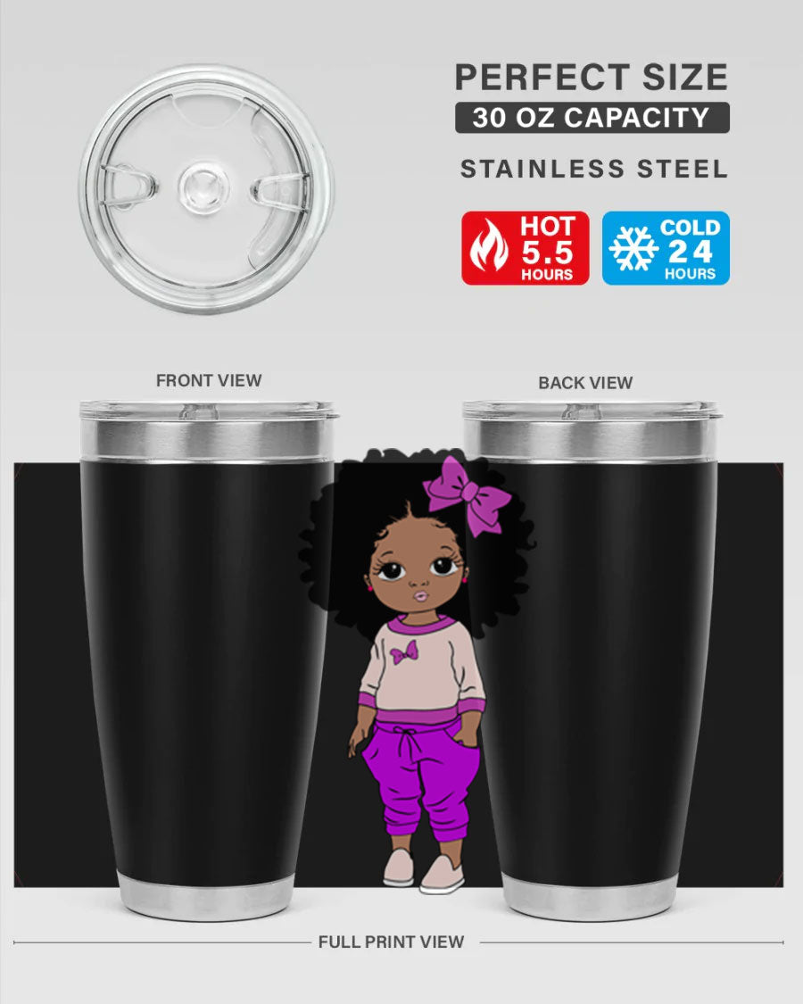 Black Girl Style 20oz Tumbler featuring double wall vacuum insulation and vibrant design, perfect for hot and cold beverages.