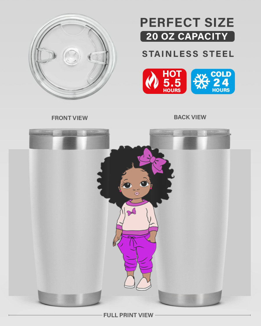 Black Girl Style 20oz Tumbler featuring double wall vacuum insulation and vibrant design, perfect for hot and cold beverages.