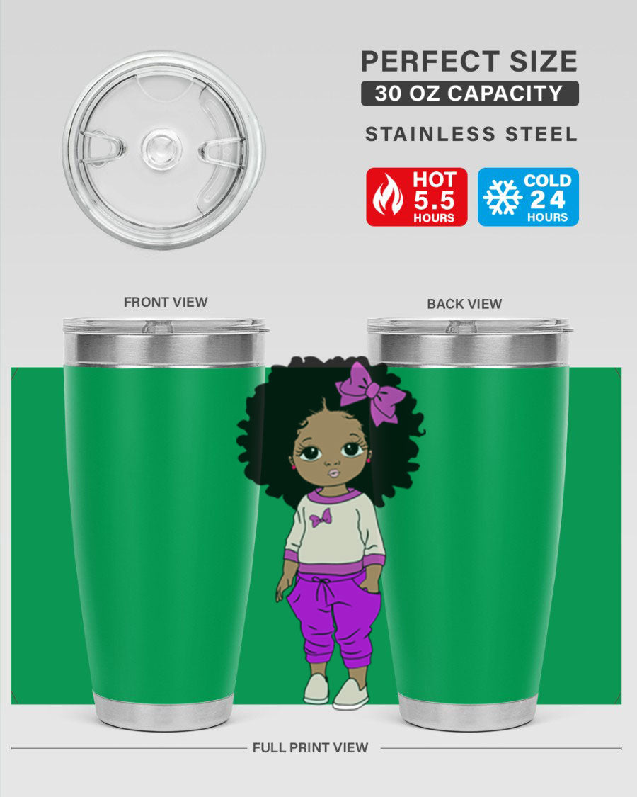 Black Girl Style 20oz Tumbler featuring double wall vacuum insulation and vibrant design, perfect for hot and cold beverages.