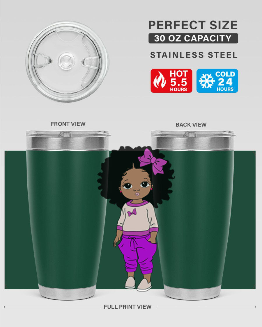 Black Girl Style 20oz Tumbler featuring double wall vacuum insulation and vibrant design, perfect for hot and cold beverages.