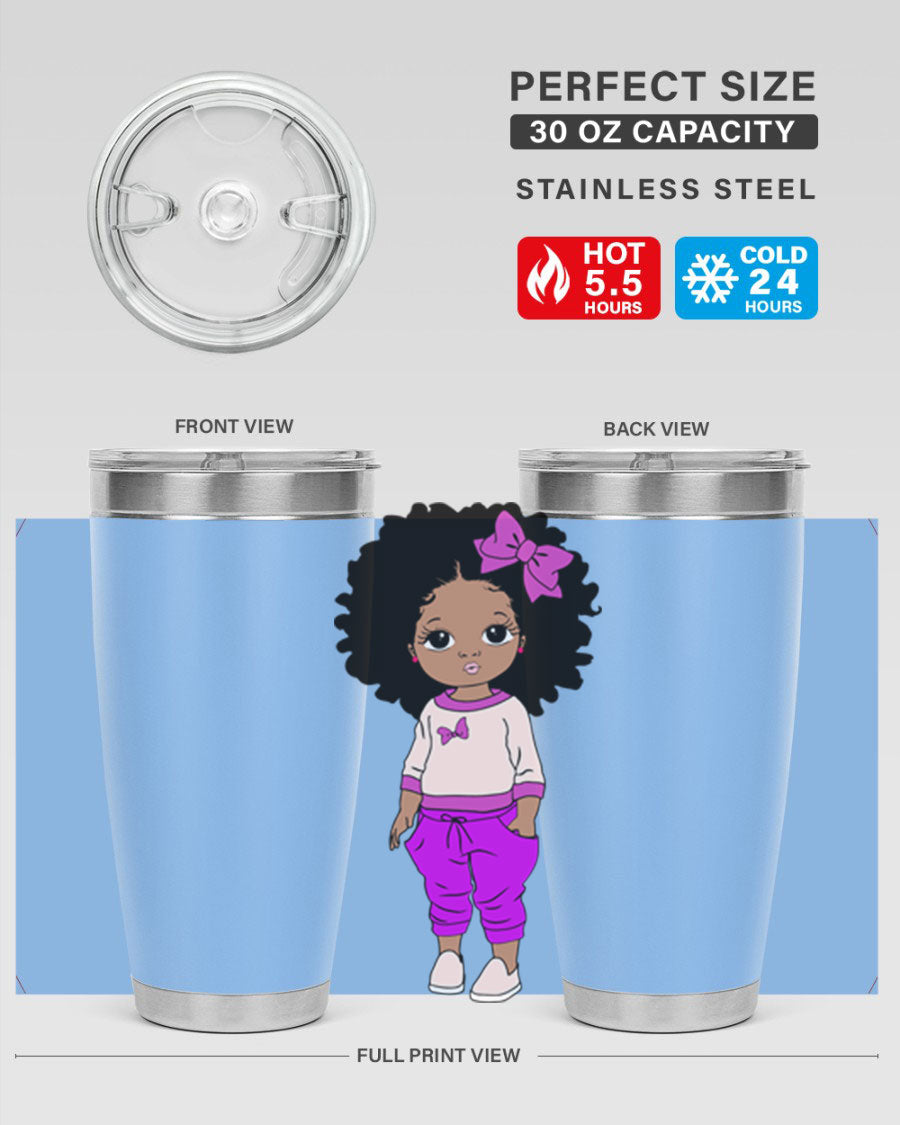 Black Girl Style 20oz Tumbler featuring double wall vacuum insulation and vibrant design, perfect for hot and cold beverages.