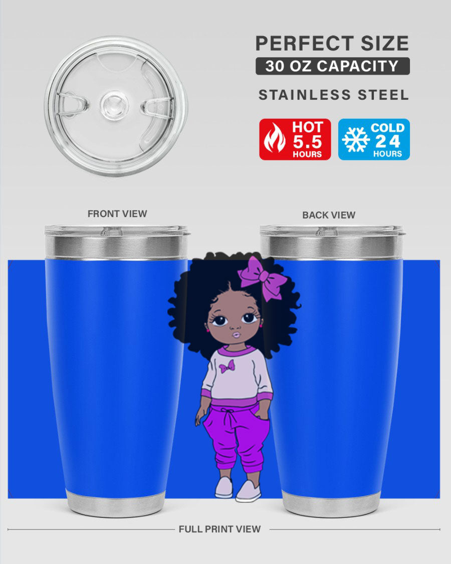 Black Girl Style 20oz Tumbler featuring double wall vacuum insulation and vibrant design, perfect for hot and cold beverages.