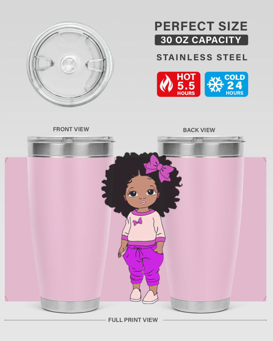 Black Girl Style 20oz Tumbler featuring double wall vacuum insulation and vibrant design, perfect for hot and cold beverages.