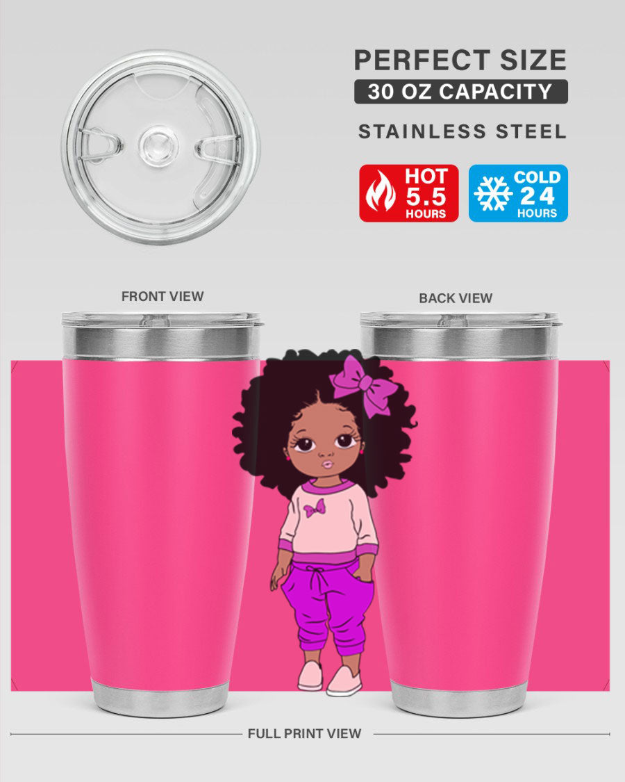 Black Girl Style 20oz Tumbler featuring double wall vacuum insulation and vibrant design, perfect for hot and cold beverages.