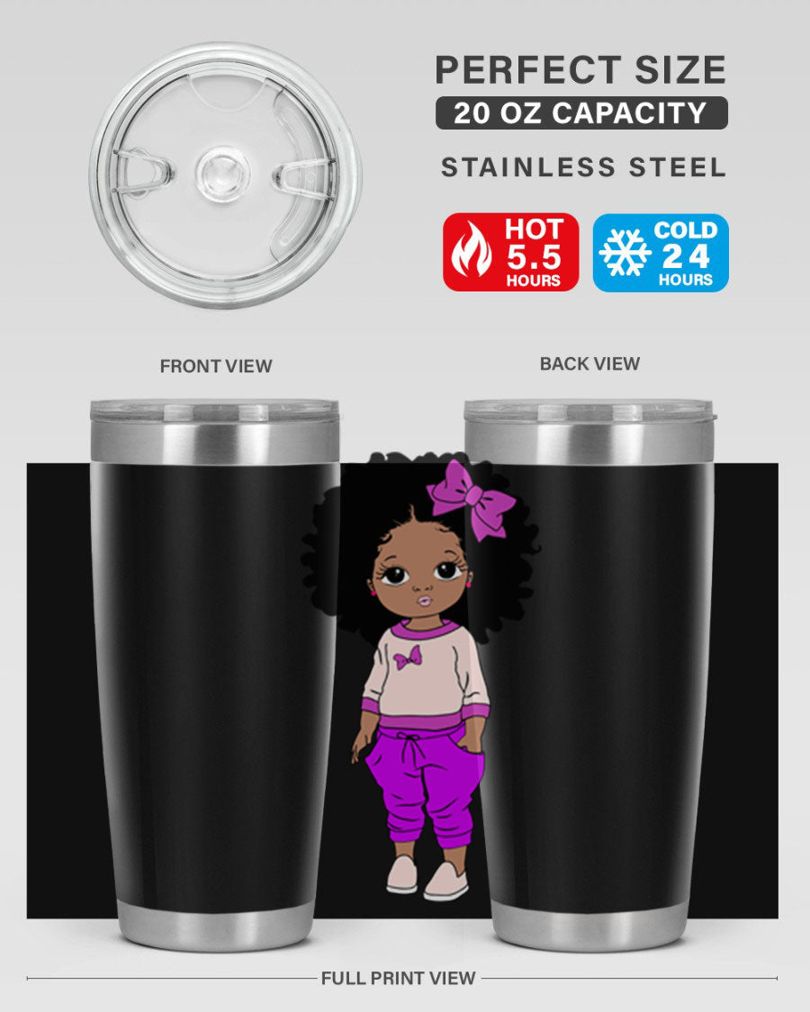 Black Girl Style 20oz Tumbler featuring double wall vacuum insulation and vibrant design, perfect for hot and cold beverages.