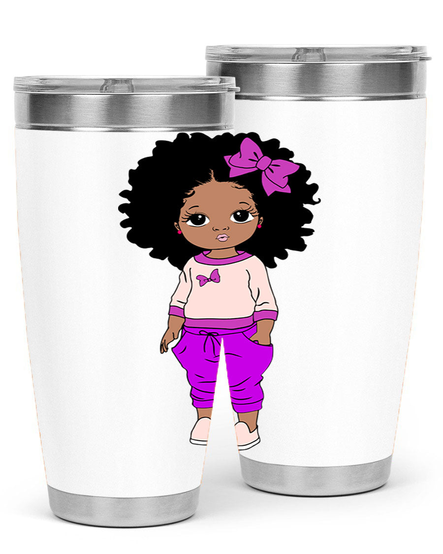 Black Girl Style 20oz Tumbler featuring double wall vacuum insulation and vibrant design, perfect for hot and cold beverages.