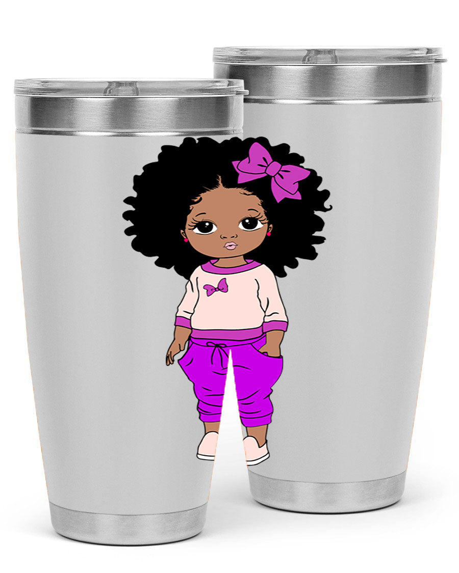 Black Girl Style 20oz Tumbler featuring double wall vacuum insulation and vibrant design, perfect for hot and cold beverages.