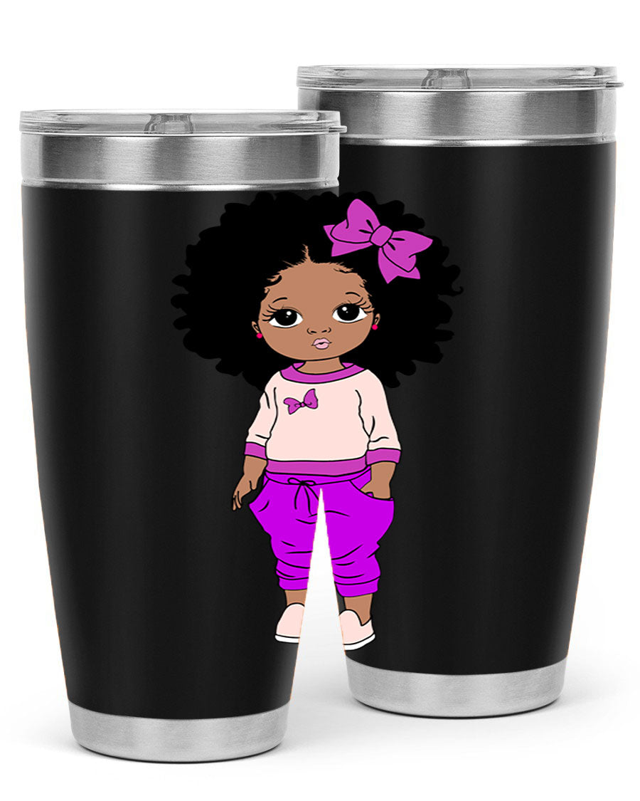 Black Girl Style 20oz Tumbler featuring double wall vacuum insulation and vibrant design, perfect for hot and cold beverages.