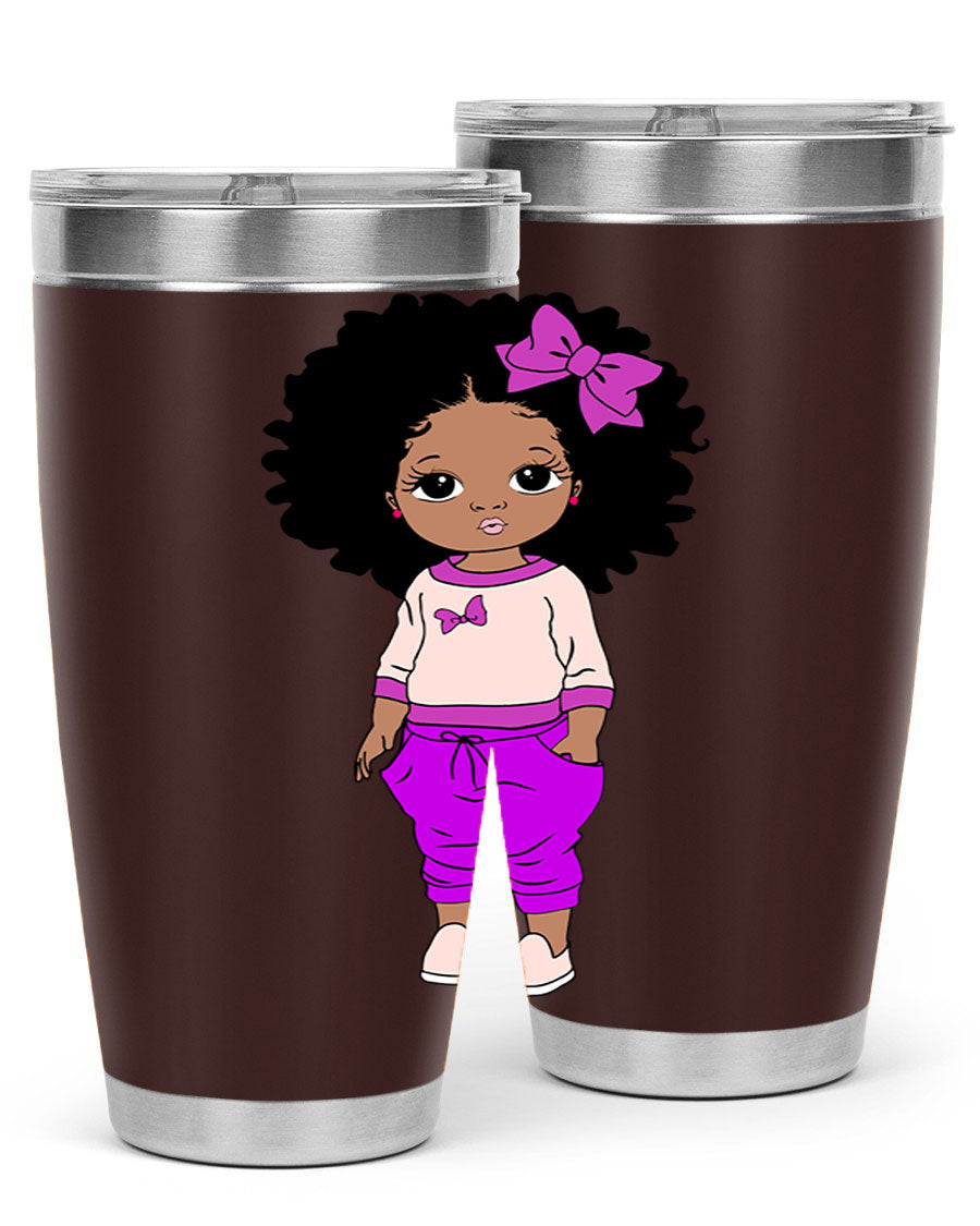 Black Girl Style 20oz Tumbler featuring double wall vacuum insulation and vibrant design, perfect for hot and cold beverages.