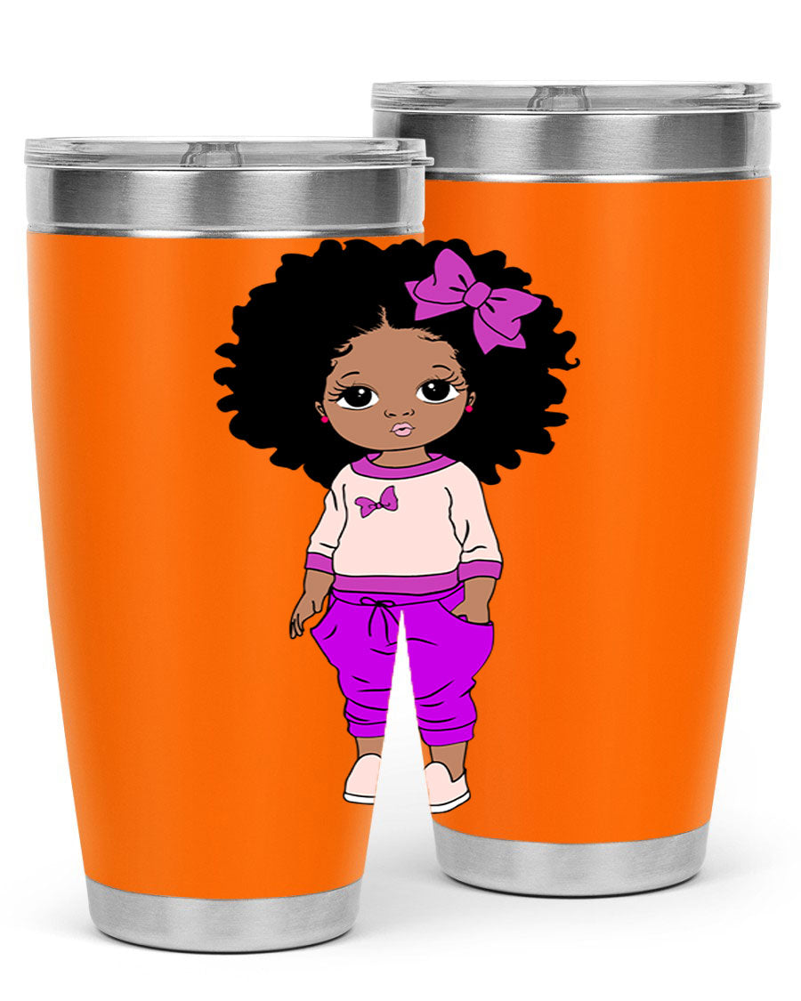 Black Girl Style 20oz Tumbler featuring double wall vacuum insulation and vibrant design, perfect for hot and cold beverages.