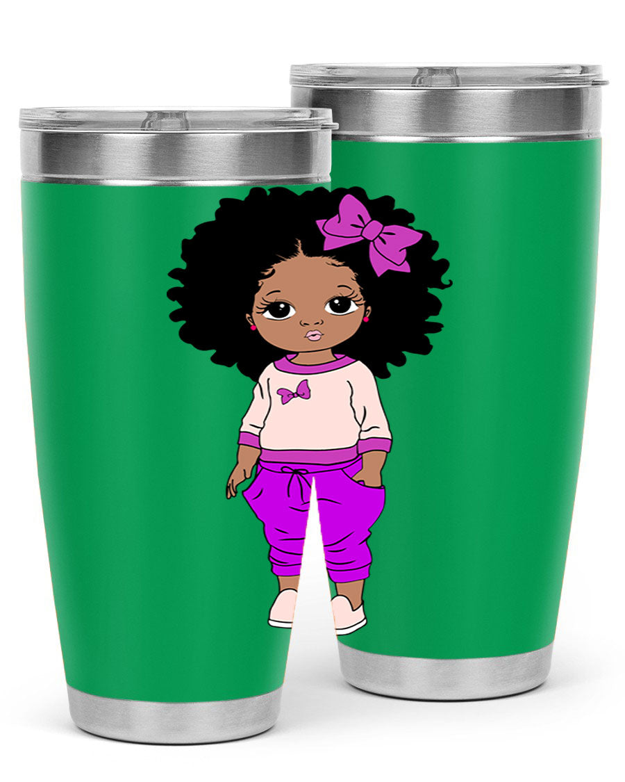 Black Girl Style 20oz Tumbler featuring double wall vacuum insulation and vibrant design, perfect for hot and cold beverages.