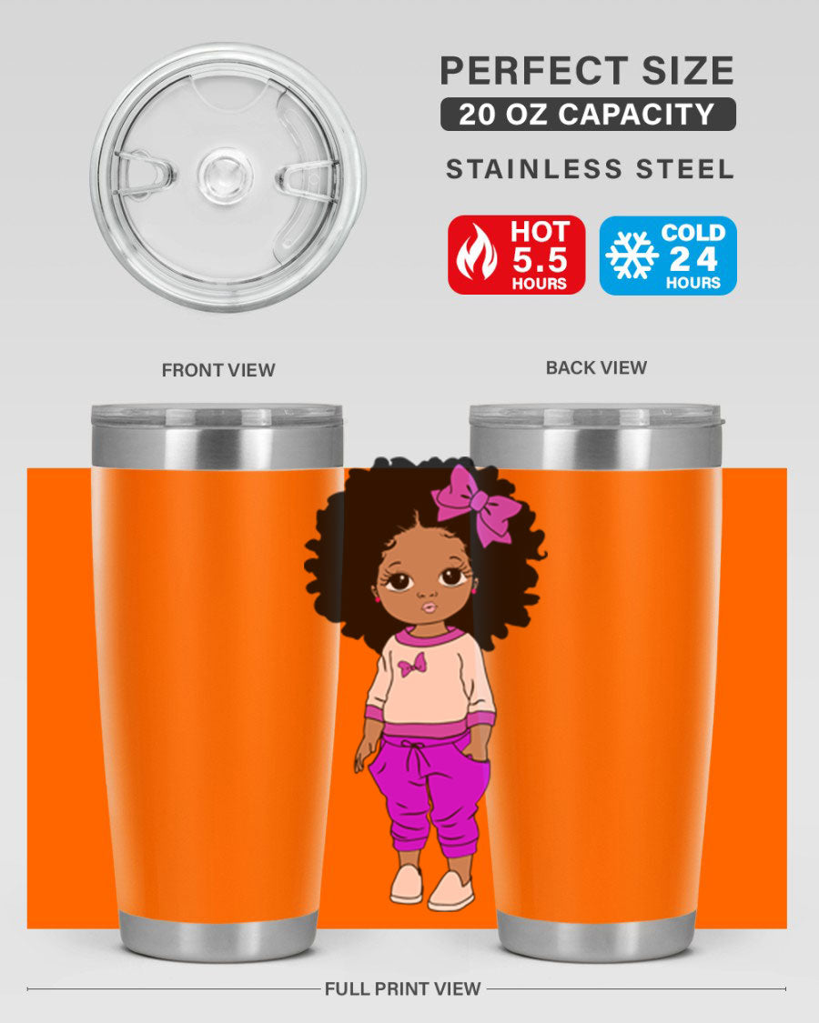 Black Girl Style 20oz Tumbler featuring double wall vacuum insulation and vibrant design, perfect for hot and cold beverages.