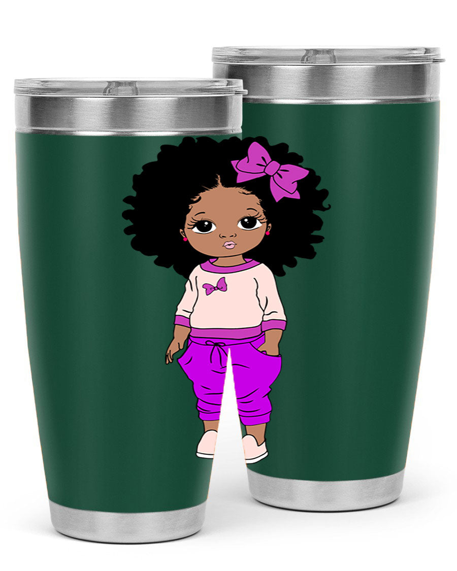 Black Girl Style 20oz Tumbler featuring double wall vacuum insulation and vibrant design, perfect for hot and cold beverages.