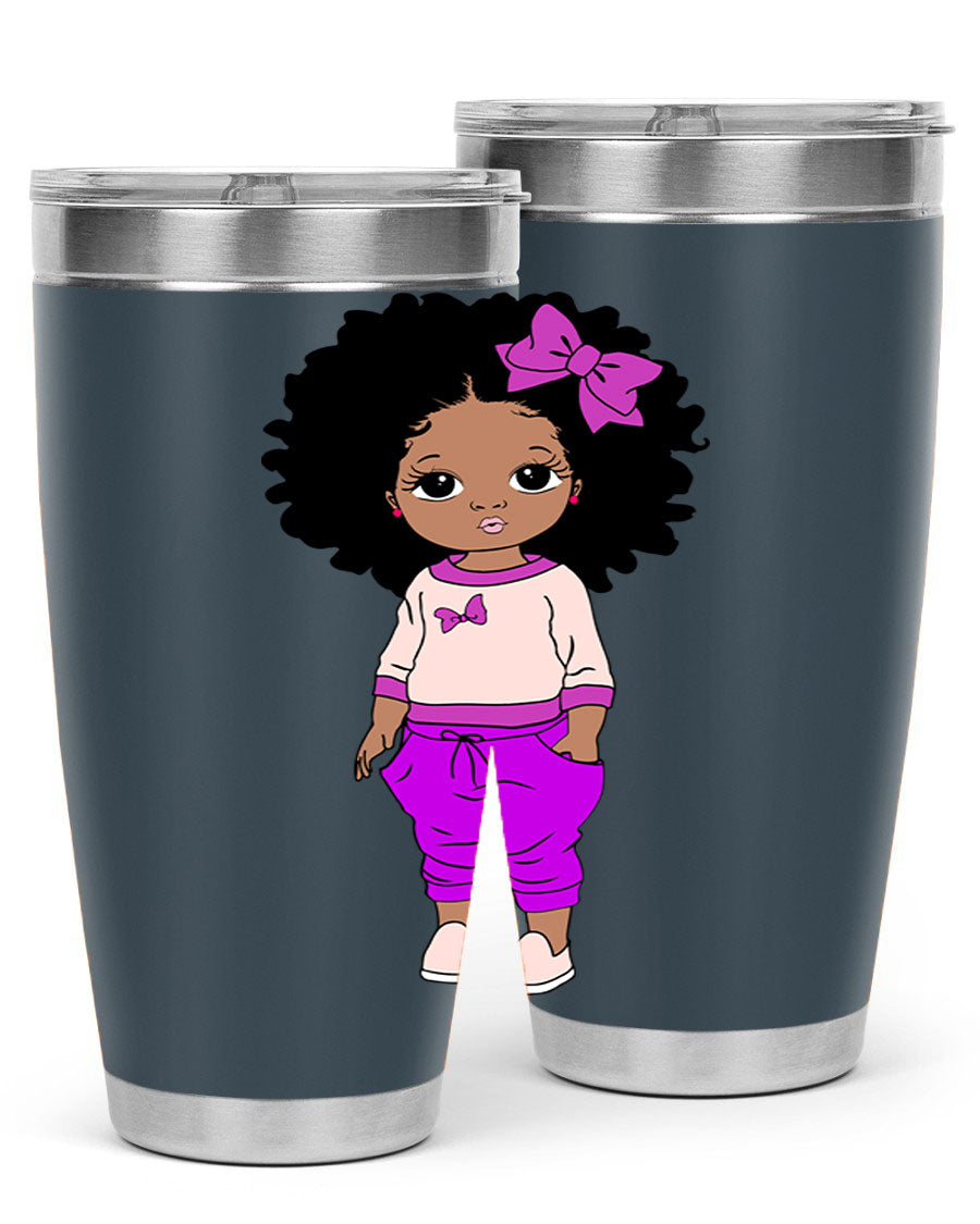 Black Girl Style 20oz Tumbler featuring double wall vacuum insulation and vibrant design, perfect for hot and cold beverages.