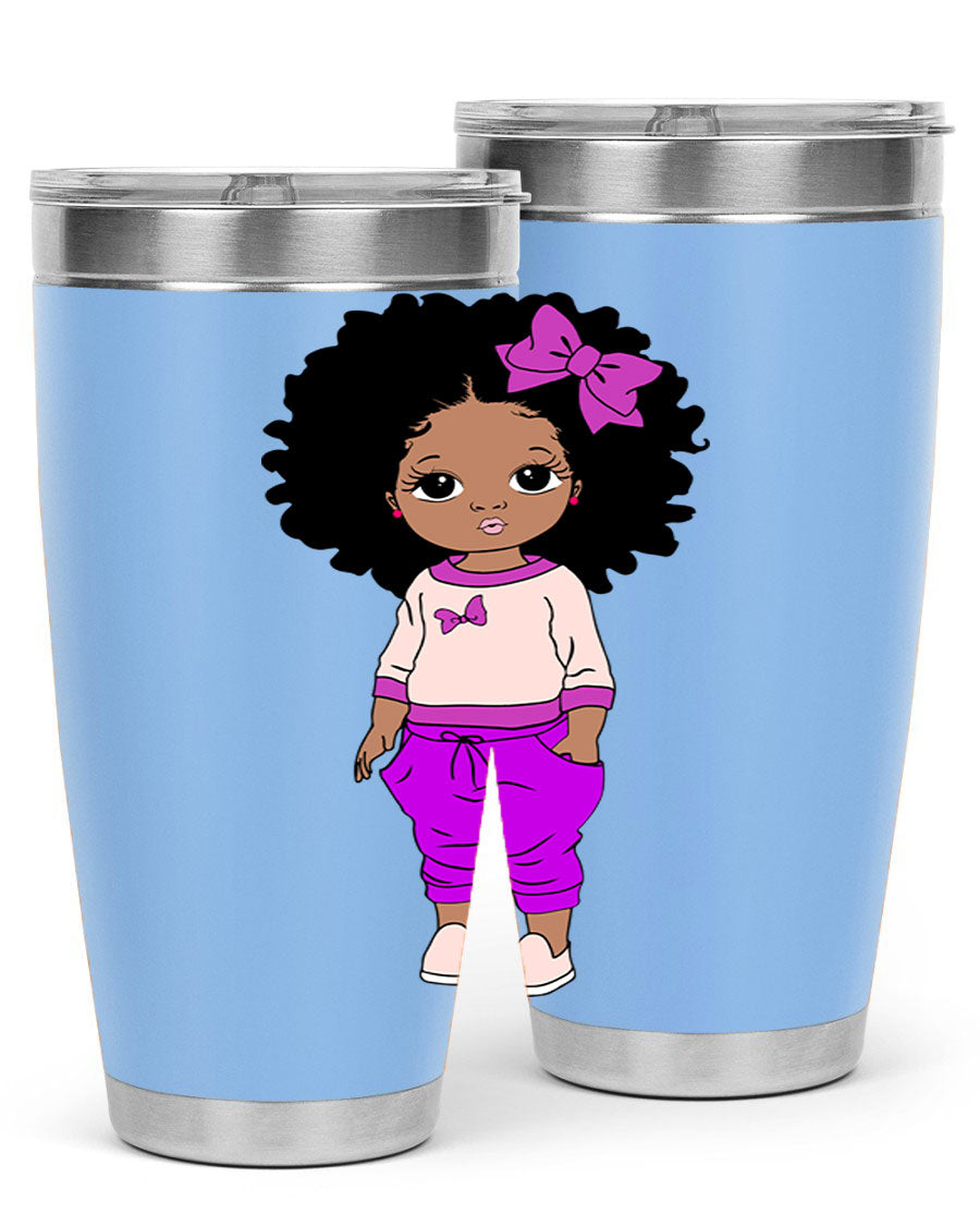 Black Girl Style 20oz Tumbler featuring double wall vacuum insulation and vibrant design, perfect for hot and cold beverages.