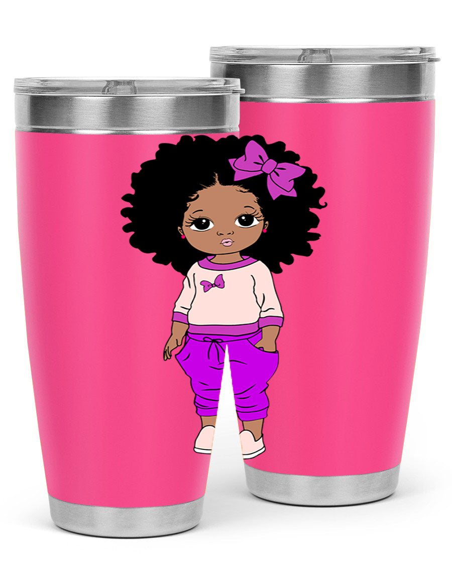 Black Girl Style 20oz Tumbler featuring double wall vacuum insulation and vibrant design, perfect for hot and cold beverages.