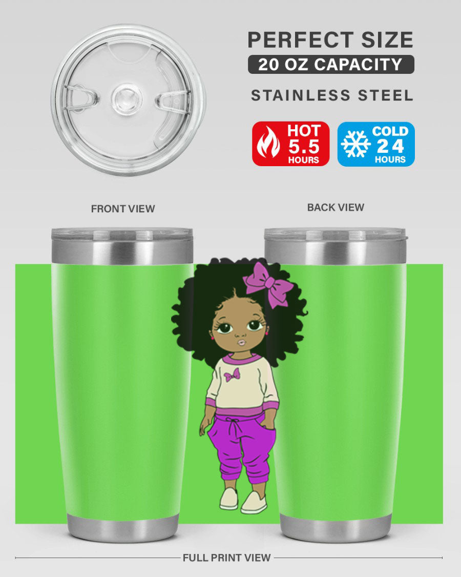 Black Girl Style 20oz Tumbler featuring double wall vacuum insulation and vibrant design, perfect for hot and cold beverages.