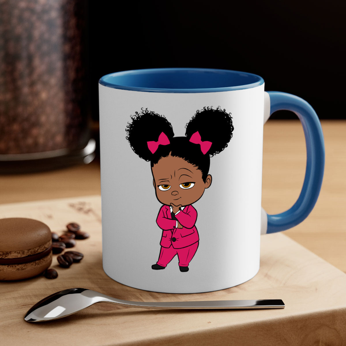 Black girl style 2# Mug featuring a two-tone design with a colored handle and interior, available in multiple colors.