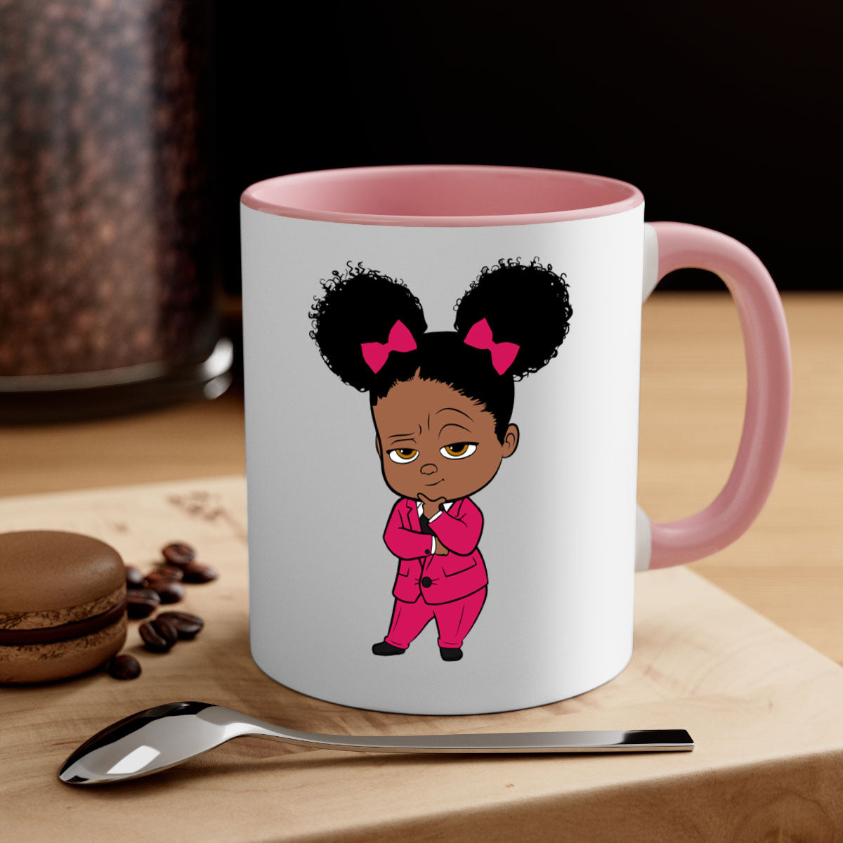 Black girl style 2# Mug featuring a two-tone design with a colored handle and interior, available in multiple colors.